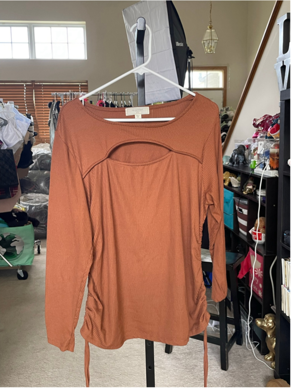 Women's No Comment Plus Rust Long Sleeve Tee 2X